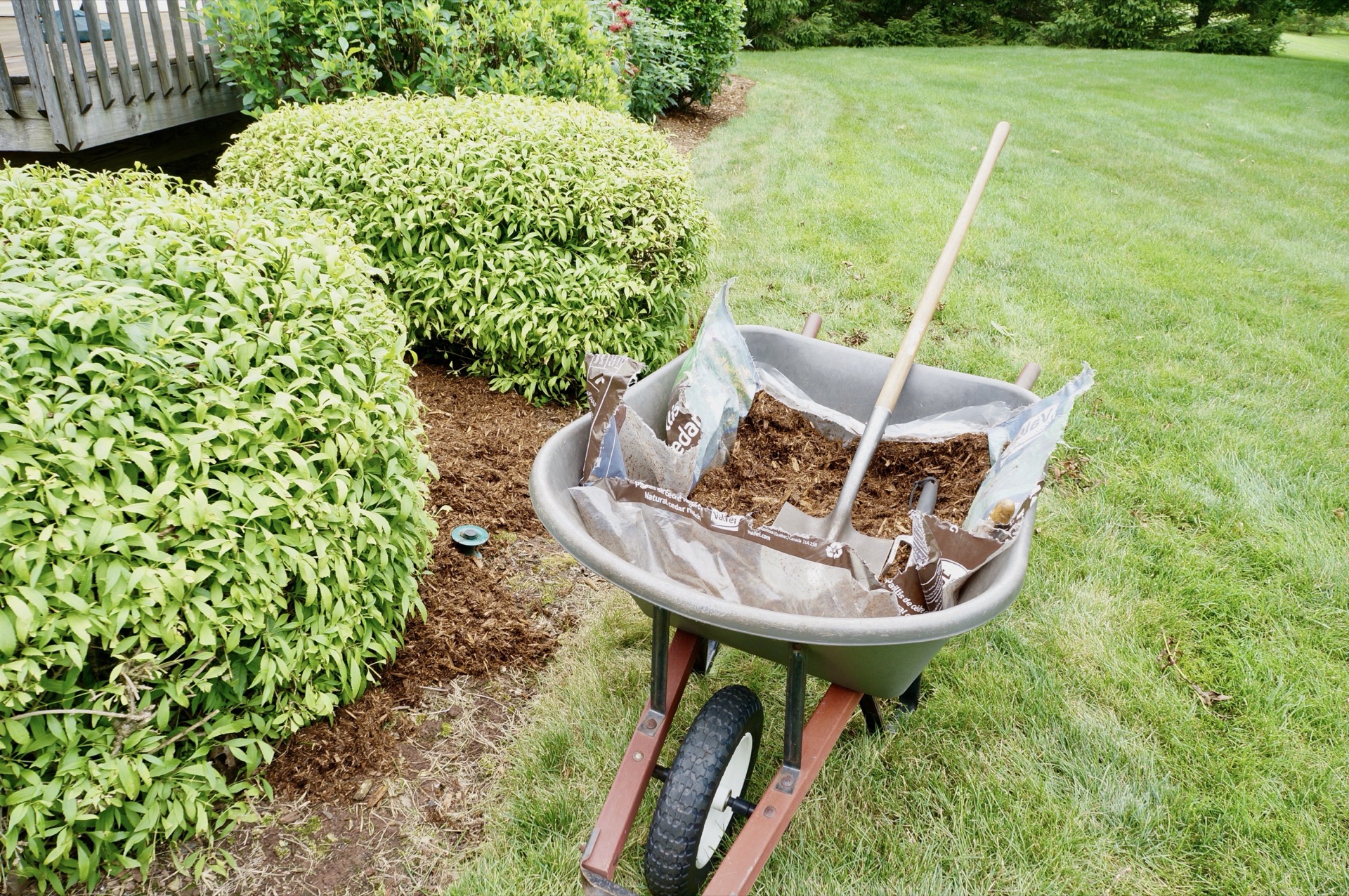 Mulch installation by landscapes by landon in carlisle